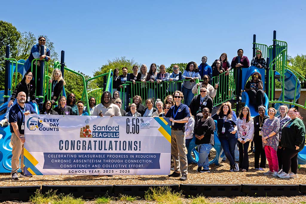 Attendance award banner at Sanford Elementary School