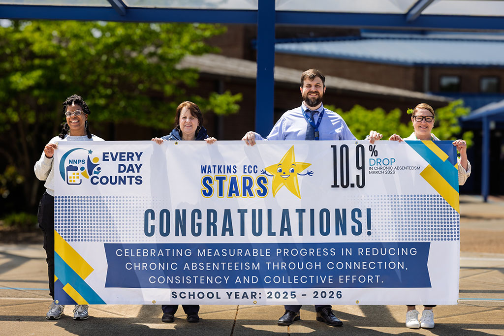 Attendance award banner at Watkins Early Childhood Center